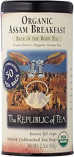 The Republic of Tea Organic Assam Breakfast Black Tea, Tin of 50 Tea Bags