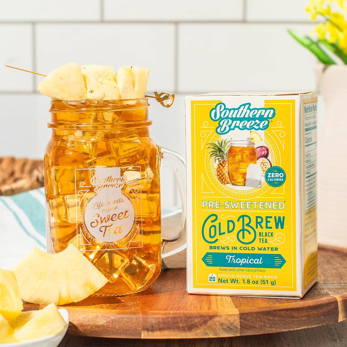 Southern Breeze Cold Brew Sweet Tea Tropical Iced Tea 20 Tea Bags, 4 Pack