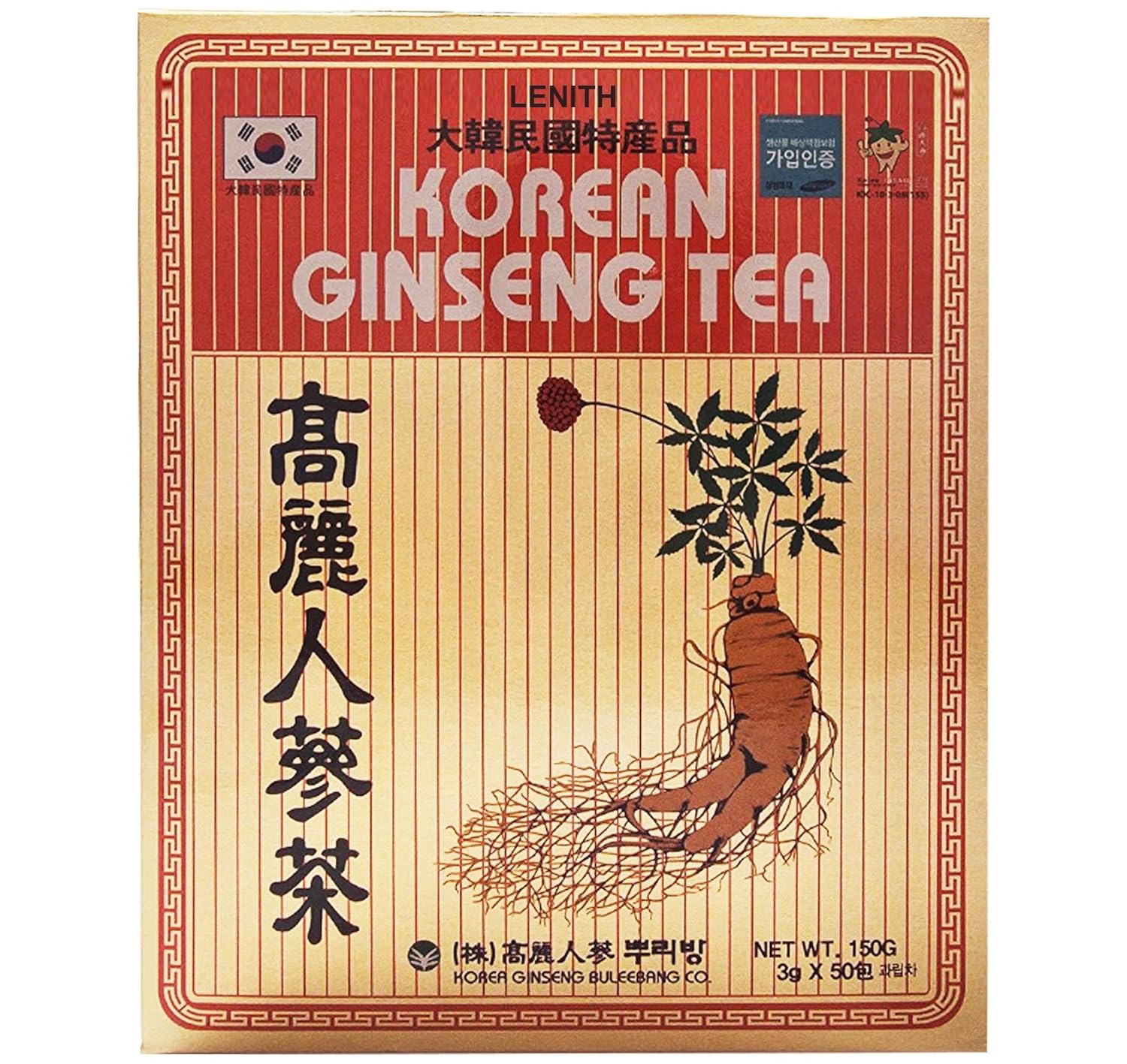 LENITH Korean Ginseng Tea, Instant Tea Sticks, Individually Wrapped, Hot or Cold Water Soluble – 5.29 oz