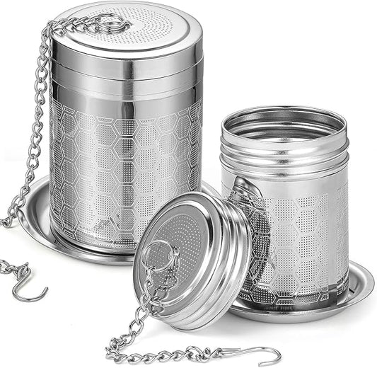 2 Pack Tea Infuser, Tea Strainers for Loose Tea Mesh Stainless Tea Strainer Loose Leaf Tea Steeper Tea Diffuser with Tea Basket and Lid for Black Tea