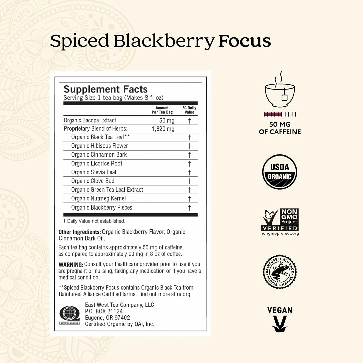 Yogi Spiced Blackberry Focus Tea, 16 Tea Bags (6 Pack)