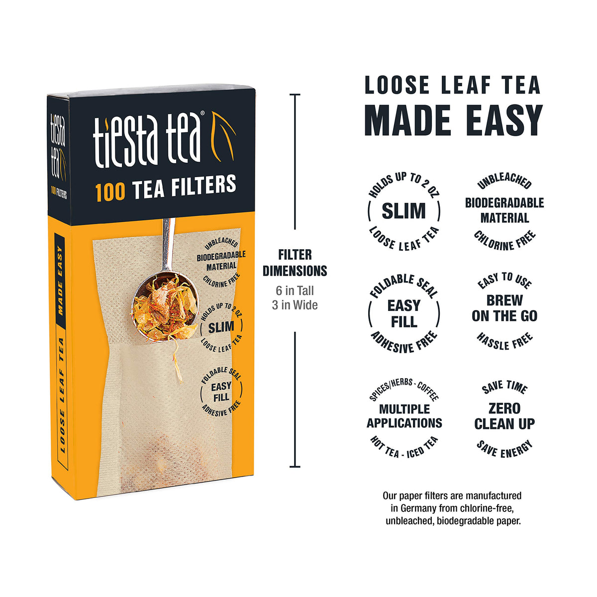 Tiesta Tea Loose Leaf Filters Disposable Infuser Drinks 100 Count