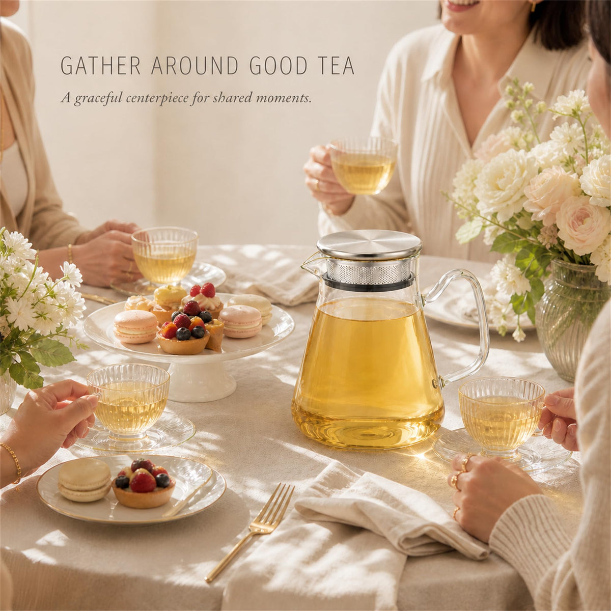 Baalaka Glass Teapot with Infuser, Stovetop Glass Tea Kettle, 33oz/1000ml