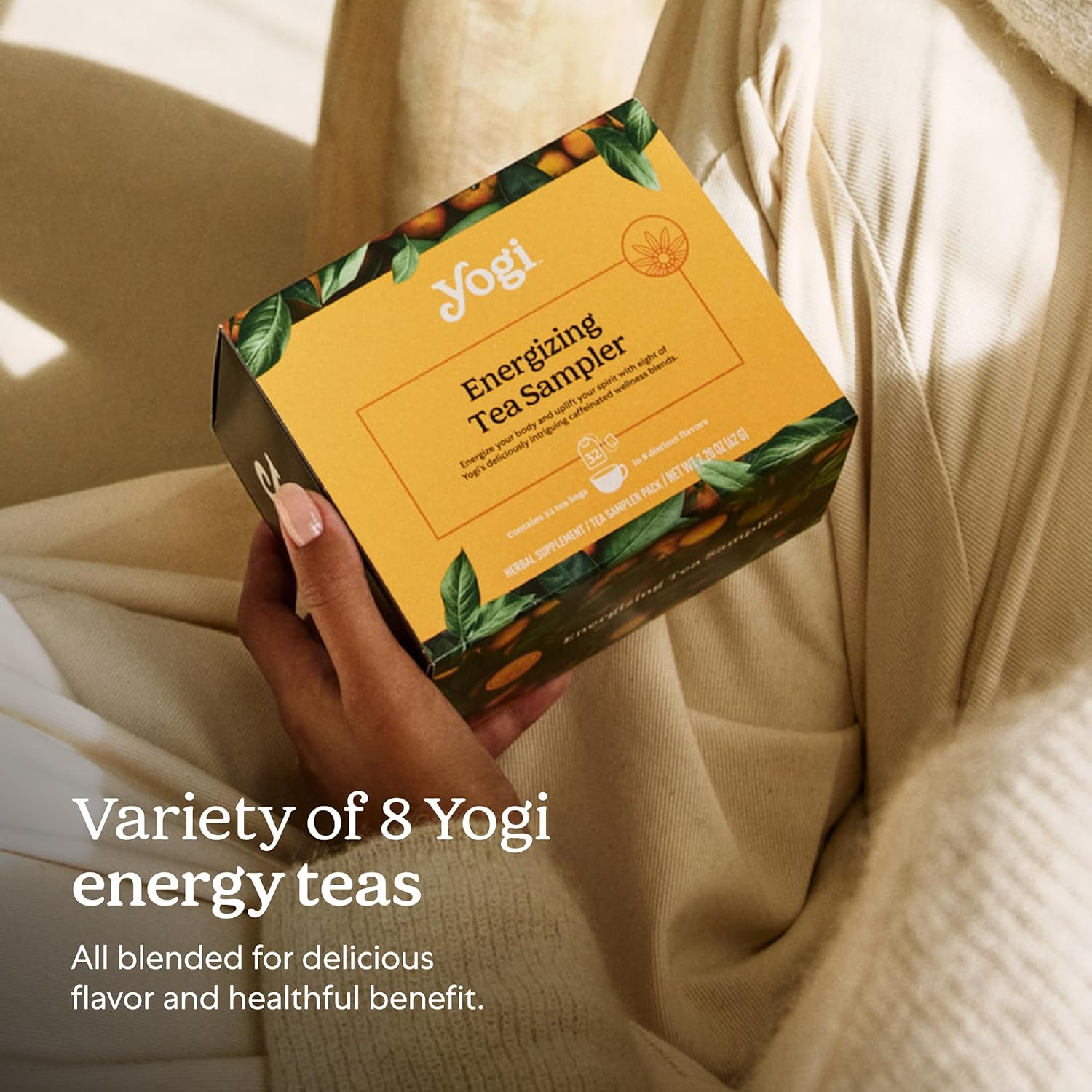 Yogi Organic Tea Energy Sampler Box Set (32 Tea Bags) - Gifts for Mom - 8 Energizing Black & Green Teas - Contains Caffeine