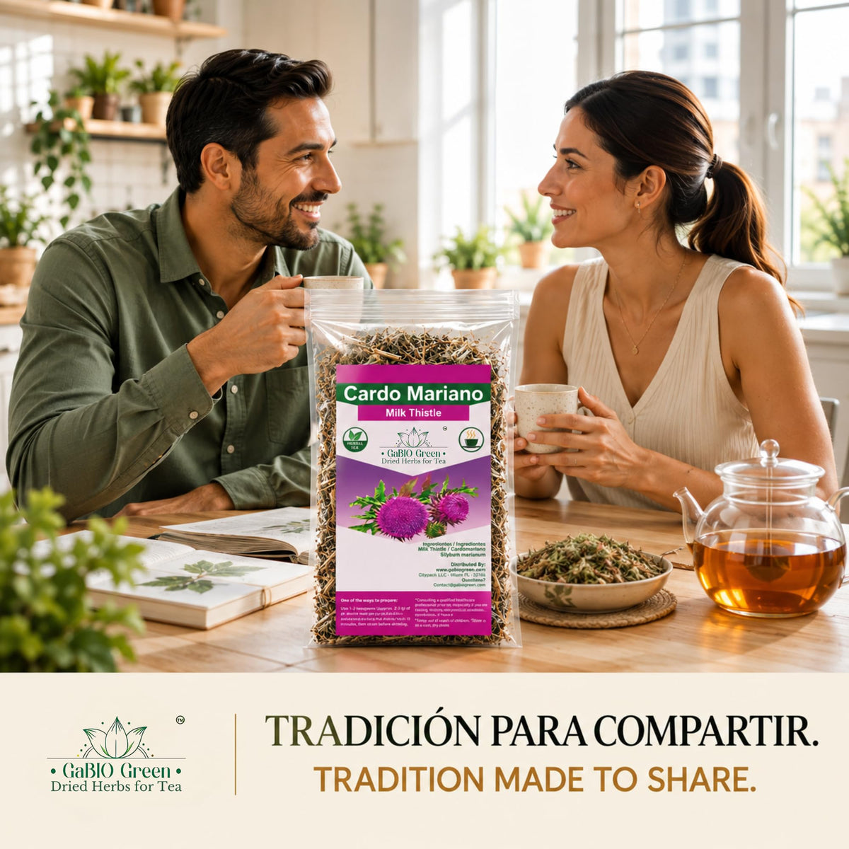 Gabio Green Cardo Mariano Mexican Milk Thistle (4.1 oz/116.2 gr). Loose Leaves Herbal Tea, 100% Pure & Natural Dried Herb