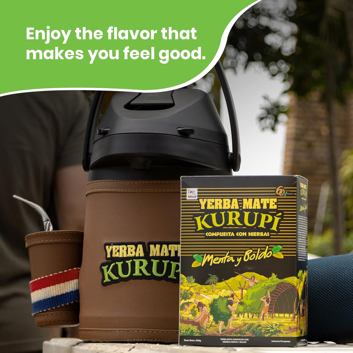 Kurupi Yerba Mate with Mint &amp; Boldo 500 g (1.1 lb) | Paraguayan Herbal Loose Leaf Blend | Refreshing Natural Mate Tea with Mint &amp; Boldo Leaves | Gluten Free