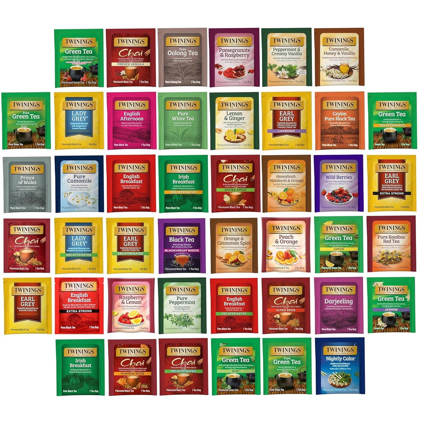 Tea Bag Sampler Assortment, Variety Pack (44 Count), 44 Unique Flavors for Tea Lovers