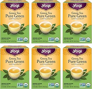 Yogi Tea Pure Green Tea - 16 Bags per Pack (6 Packs) - Organic - Supports Overall Health & Provides Antioxidants