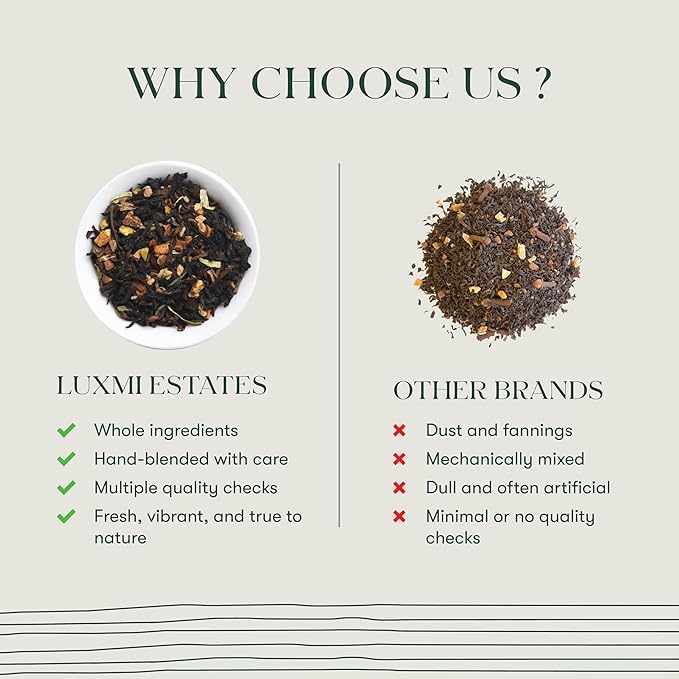 Luxmi Estates Orange Spice Black Tea 50 Tea Bags (100g) Pack | Certified Organic Black Tea | Smooth, Flavorful, Robust, Caffeinated | Darjeeling Tea from India | 50 Cups Bulk Pack