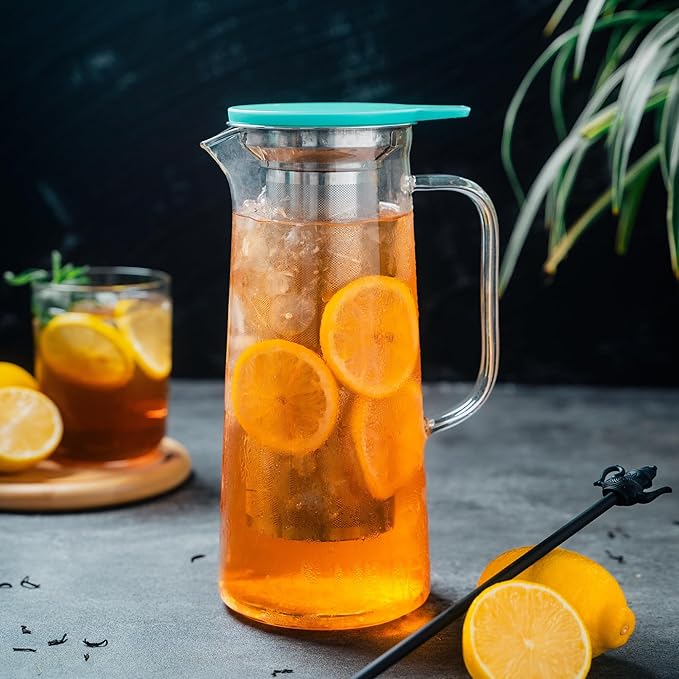 1.5L Fruit Infuser Water Pitcher-In Tea Infuser & Stainless Steel Candle Warmer Base - 500ml, Premium Gift Set for Tea Lovers, Perfect for Brewing and Keeping Tea Warm (1500ml)