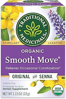 Traditional Medicinals Organic Smooth Move Laxative Tea, 16 Tea Bags (Pack of 1)