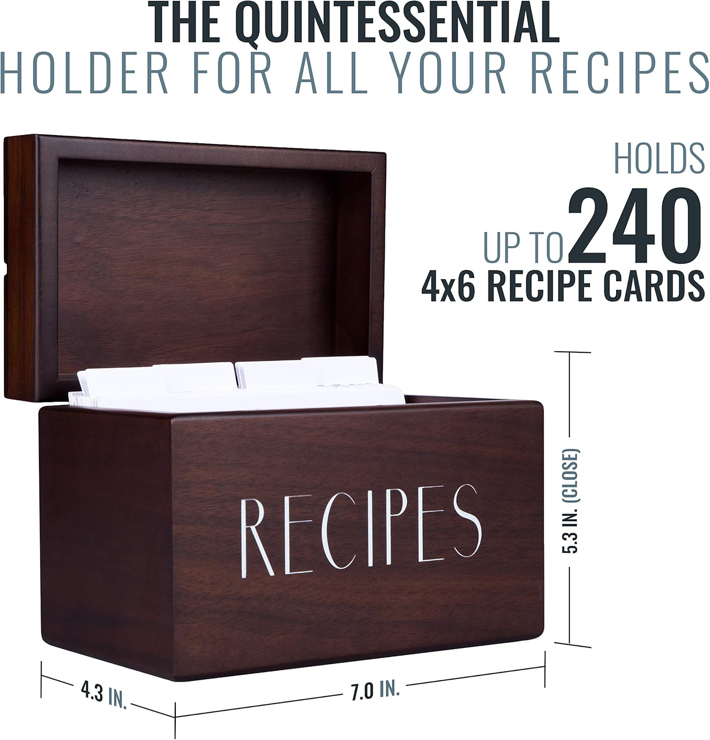 Apace Living (Dark Walnut) - Tea Box 8 Compartments + Recipe Box