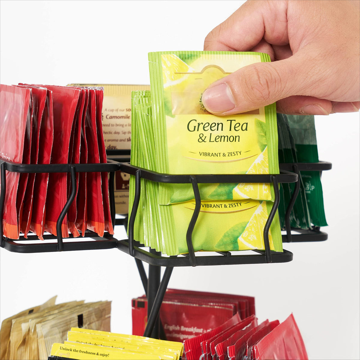NHZ Tea Bag Storage and Organizer, Tea Bag Holder Black Powder Coated Stainless Steel for Tea and Coffee Box. Organize 100