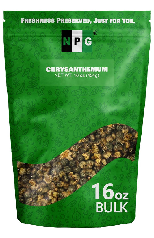 NPG Chrysanthemum Bud Tea 16 oz, Tai Ju Flowers, Juhua Herbal Tea