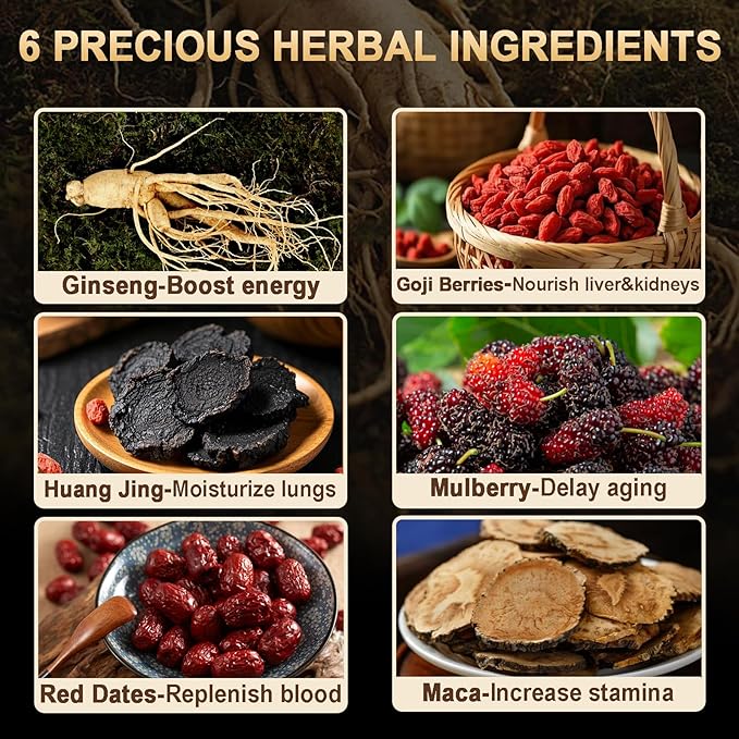 Tealth Ginseng Five Treasures Tea - Herbal Tea Formula 6 Precious Ingredients Formula Natural Organic Chinese Herbal Tea for Women & Men (1 Pack/30
