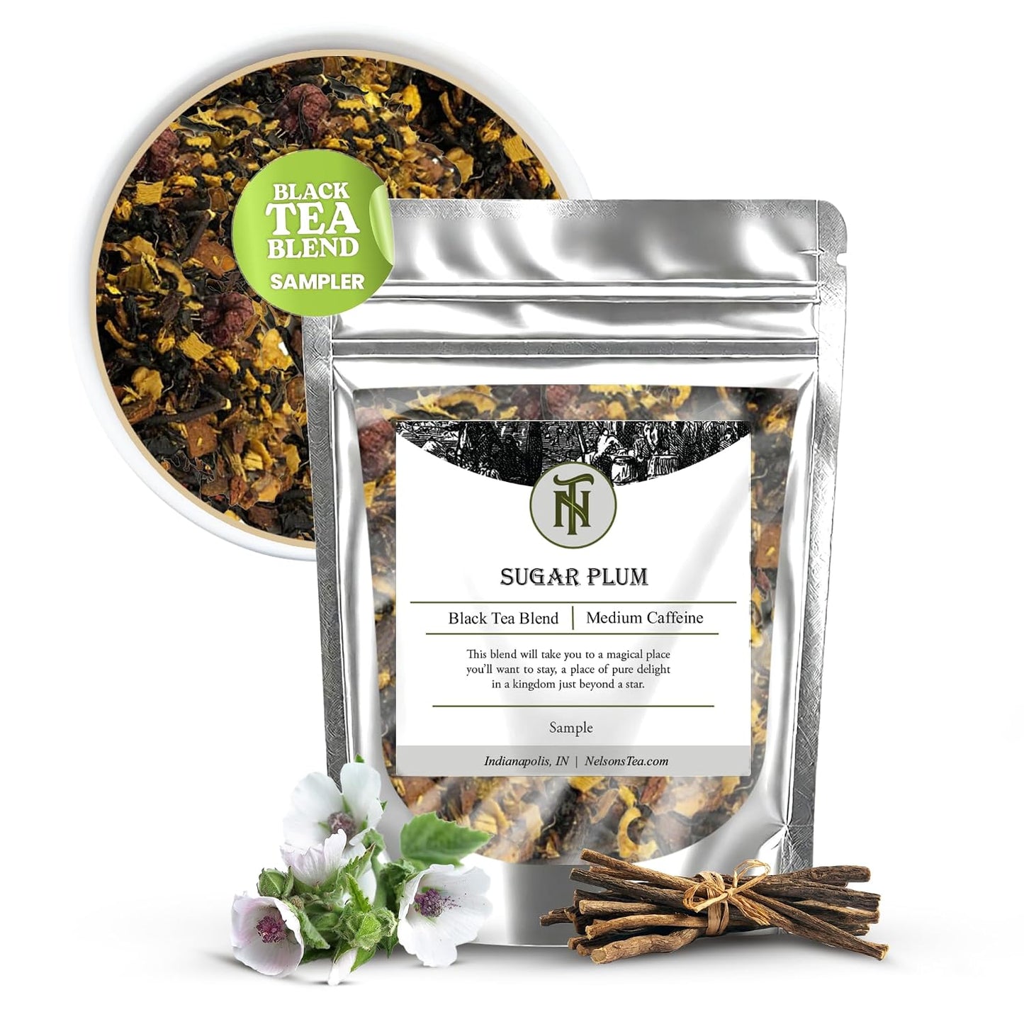 Nelson's Tea Sugar Plum Black Loose Leaf Tea, Sample 0.5 oz | Black Tea Samples Parentage