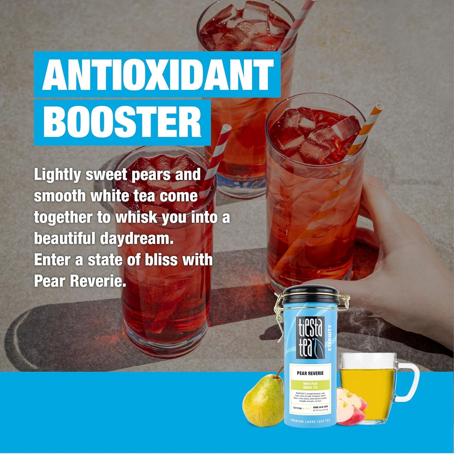Tiesta Tea - Pear Reverie, Loose Leaf, White Pear Herbal Tea, Premium Low Caffeine Blend, Make Hot or Iced &amp; Up to 50 Cups, 5 oz Refillable Tin