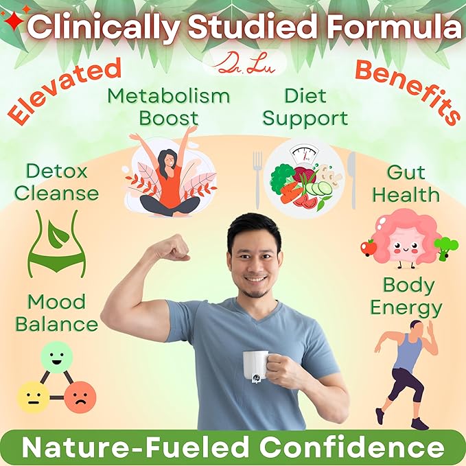 Dr. Lu’s Happy Slim Tea | 100% Natural Detox Tea for Body Balance & Shape | Colon Cleanse tea for Bloating & Digestion | 11 Inno-Cleanse Herbs incl. Hawthorn, Lotus Leaf, Burdock, Dandelion | Laxative-Free