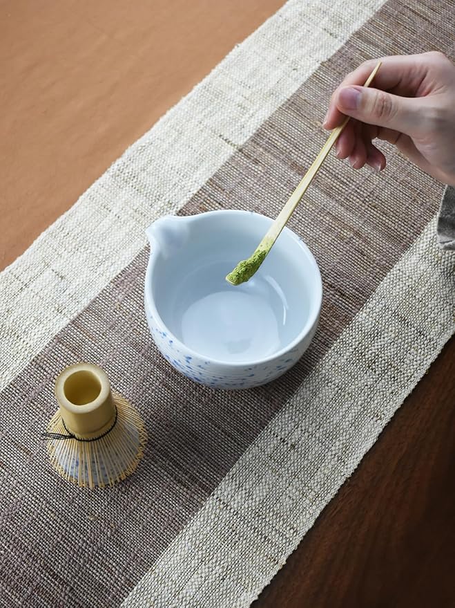 Artcome Matcha Tea Set - Ceramic Matcha Bowl with Pouring Spout, Bamboo Whisk, Whisk Holder, Tea Scoop & Matcha Manual