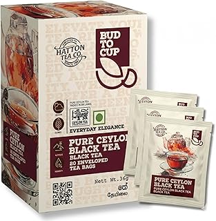 BUD TO CUP Ceylon Black Tea Bags, Classic Flavor – Sri Lankan Estate Black Tea with Warm Spice Notes, 20 Individually Wrapped Tea Bags