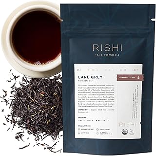 Rishi Tea Earl Grey Tea - Organic Loose Leaf Pure Black Tea with Bergamot Oil, Energizing & Caffeinated - 4 Ounces, 12+ Servings
