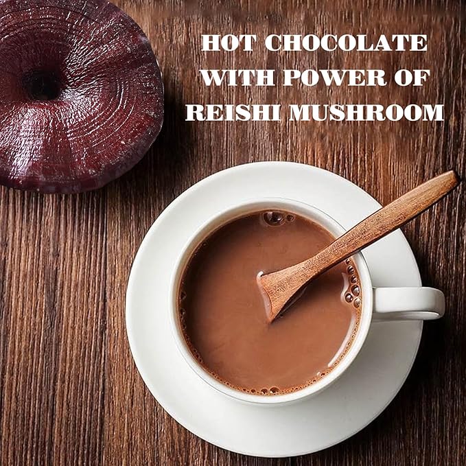 Mushroom Hot Chocolate Mix with Reishi, Mushroom Coffee Alternative Hot Cacao Powder for Energy, Mood and Immune System, Gluten Free