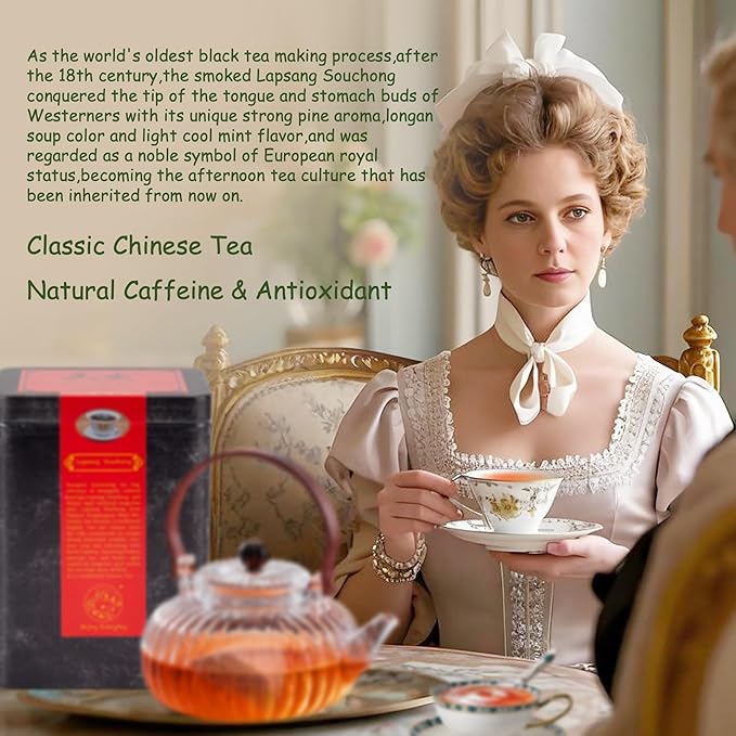 Xiangsou Moistening Tea,Lapsang Souchong Tea,Chinese Classical Smoked Black Tea with 30 Tea Bags,Strong Flower Fragrance With a Smoky Taste