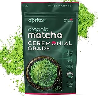 AprikaLife Organic Matcha Powder, USDA & JAS Certified, No Sugar Added, Authentic Japanese Ceremonial Grade Matcha Green Tea Powder, 3.5 oz/100g