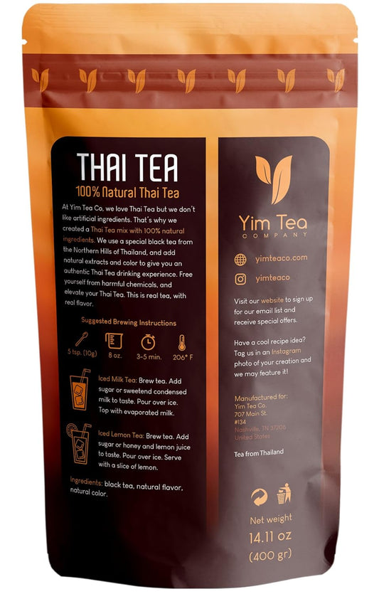 Yim Thai Tea - 100% Natural Loose Leaf Mix - No Artificial Color or Flavor (400g)