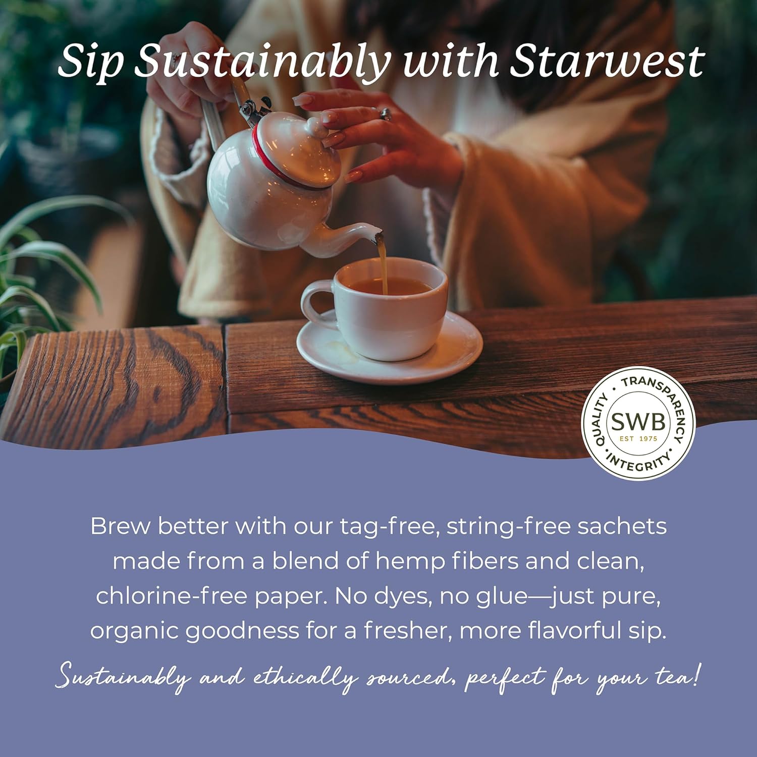 Starwest Botanicals Organic Earl Grey Tea - Caffeinated Herbal Blend with Black Tea & Bergamot, Enjoy Hot or Cold, String Free Sachets, USDA Organic, Non GMO - Bulk Pack, 100 Bags