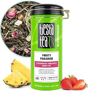 Tiesta Tea - Fruity Paradise, Loose Leaf, Strawberry Pineapple Green Tea, Premium Blend, Medium Caffeinated Green, Make Hot or Iced & Brews Up to 50 Cups, 4oz Refillable Tin