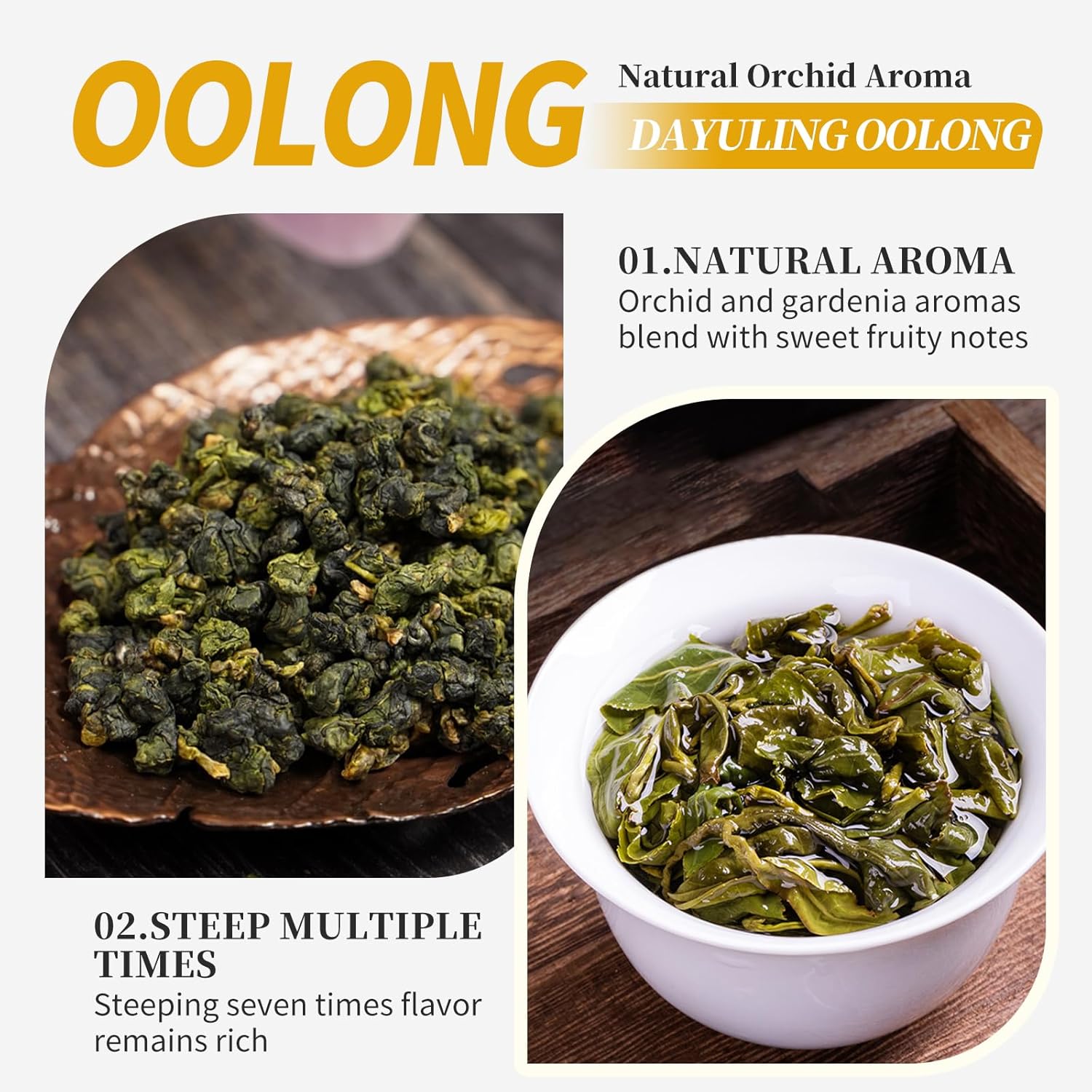 CHADUO Dayuling Oolong Tea Loose Leaf Taiwan High Mountain Oolong Tea Natural Orchid Aroma Taiwan Tea Da Yu Ling Gaoshan Ulong 5.29oz/150g 大禹岭 台湾茶 高山茶 台湾高山茶