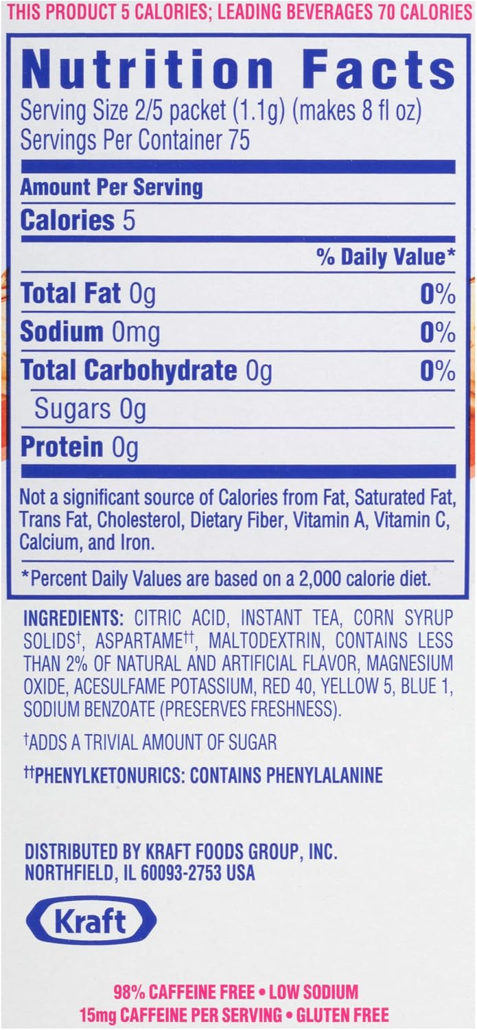 Crystal Light On the Go Single Serve Sugar-Free Peach Tea Mix, 2.7 oz. Packets (120 Count, 4 Packs of 30)