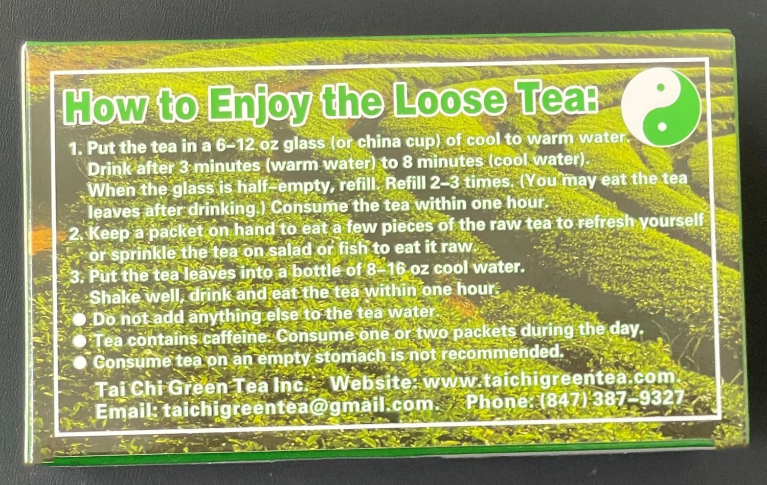 Tai Chi Green Tea, Spring Sprouts，Loose Tea in 20 Packets