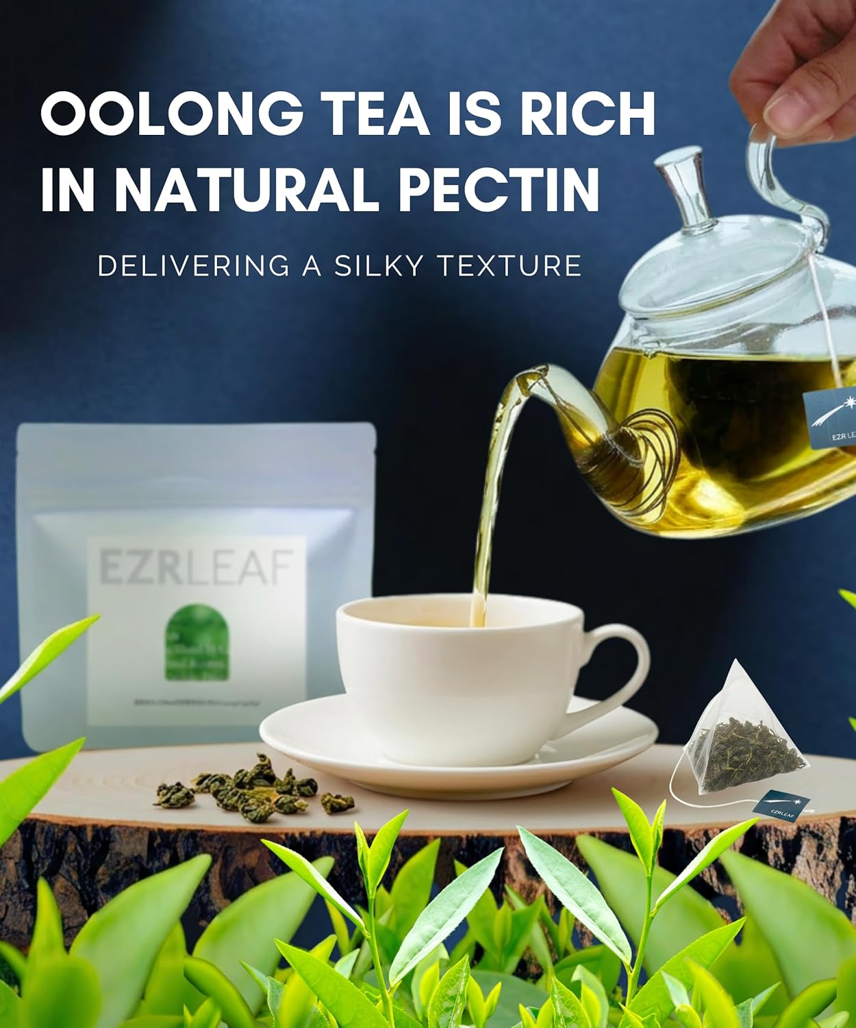 Premium Four Seasons Spring Oolong TeaBags 12 Count - Taiwan Si Ji Chun Whole Leaf Loose Pyramid Tea Bags, Floral Smooth Taste Portable Resealable Pack