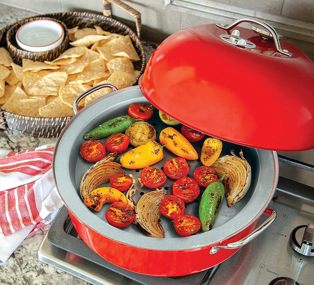 Nordic Ware Stovetop Kettle Smoker, Full Size, Red