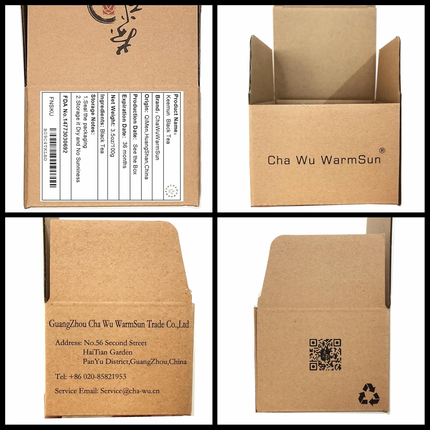 ChaWuWarmSun [B] Keemun Black Tea Loose Leaf,3.5oz/100g,Chinese QiMen HongCha