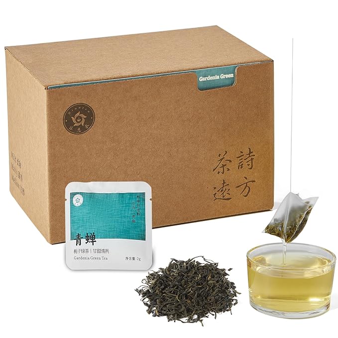 RIANTEA Organic Gardenia Green Tea Bags, Cold & Hot Brew Sencha Tea, Naturally Sugar Free Low Caffeine Teabag, Premium Original Leafy Green Tea Pods