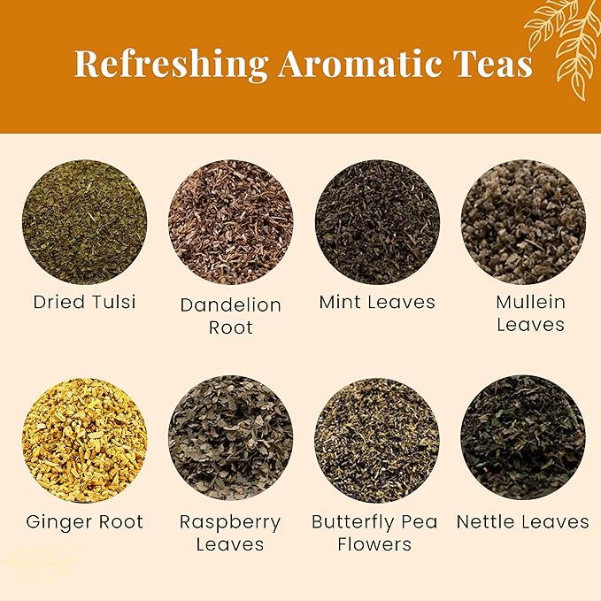 Loose Leaf Tea Set, Upto 450 Servings, Set of 8 teas for Wellness and Flavor Enthusiasts, Experience Blissful Infusion & Refreshing Aromatic Teas!
