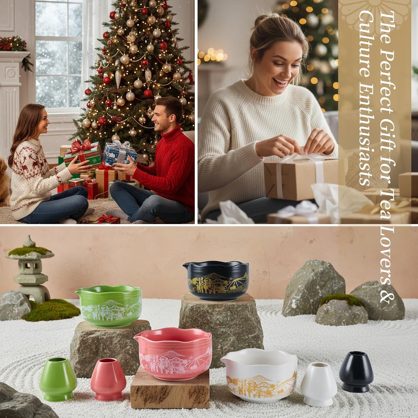 Japanese Matcha Whisk Set, 5-Piece Ceremonial Matcha Kit for Beginner | matcha set whisk and bowl, chasen and chawan, Matcha Tool Accessories Gift Set for Women Friends