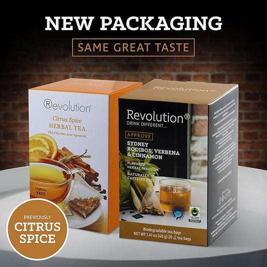 Revolution TEA® Citrus Spice [THE ORIGINAL] – Sydney Rooibos, Verbena & Cinnamon – Premium Full Leaf Tea – Biodegradable Infuser Tea Bags
