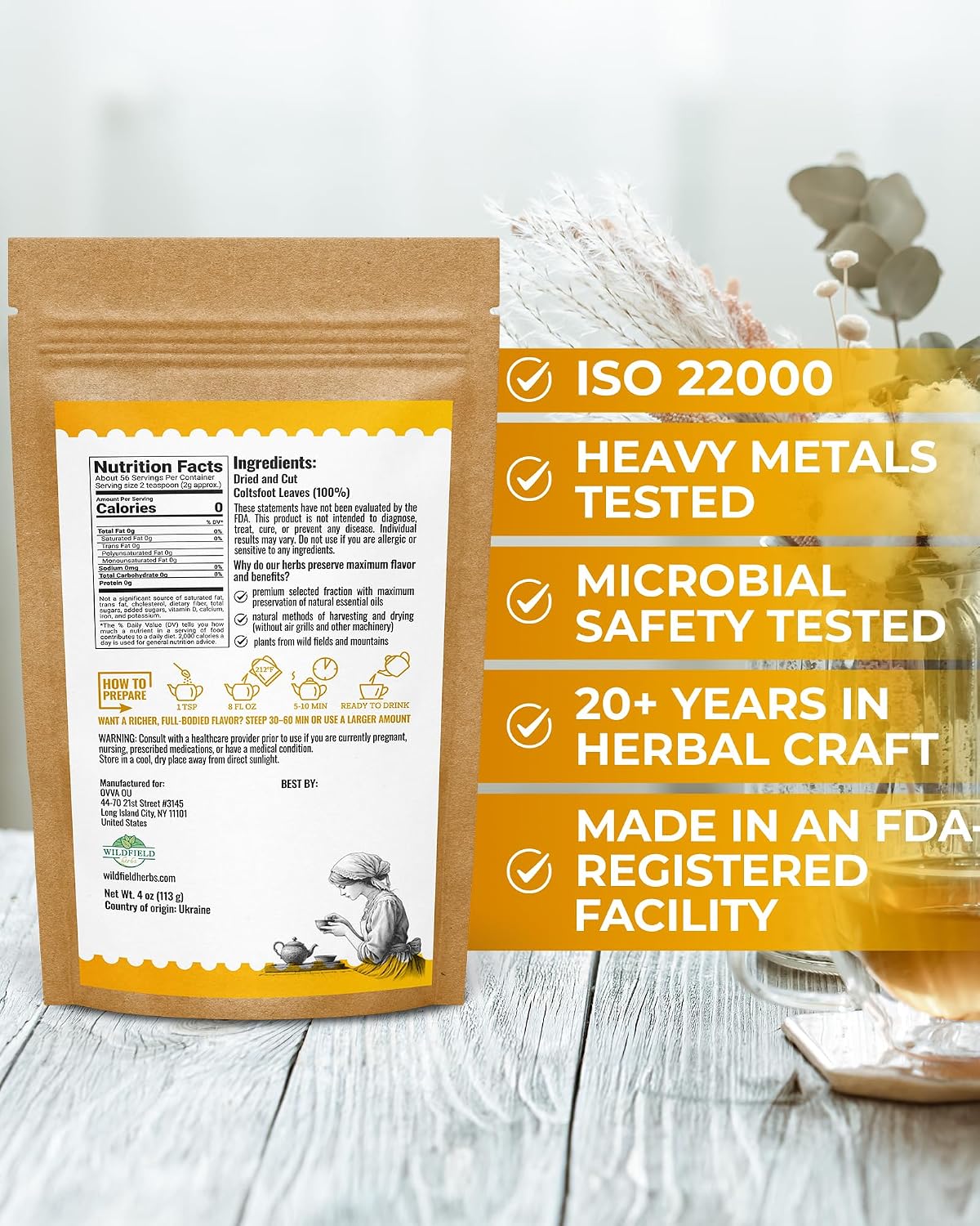 4 oz. Coltsfoot Herb Leaf Tea (Tussilago Farfara) - 113g Coltsfoot Leaf Herb Tea Uñ De Caballo