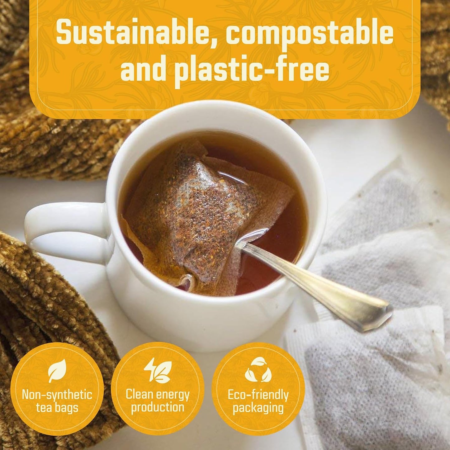 Cederberg Tea Company Lemon Honeycomb Rooibos Tea Bags - Made with Organic Red Rooibos Tea, South African Herbal Tea, Naturally Caffeine Free Tea, Small Batch - Select Blend Non-GMO, Premium Leaf, Antioxidant-Rich, 100 Count