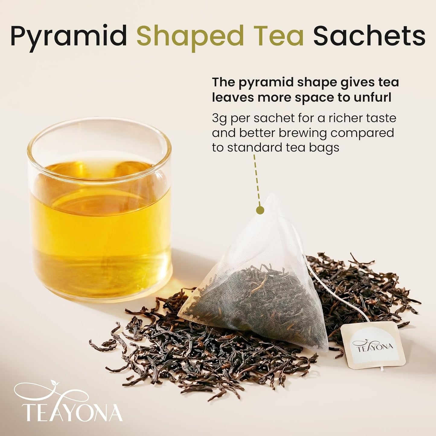 Teayona Premium Tea Variety Pack – 30 Whole Leaf Tea Sachets, 6 Varieties, Sampler (Green, Black, Oolong, White) – Tea Box for Tea Lovers, Tea Gift Set