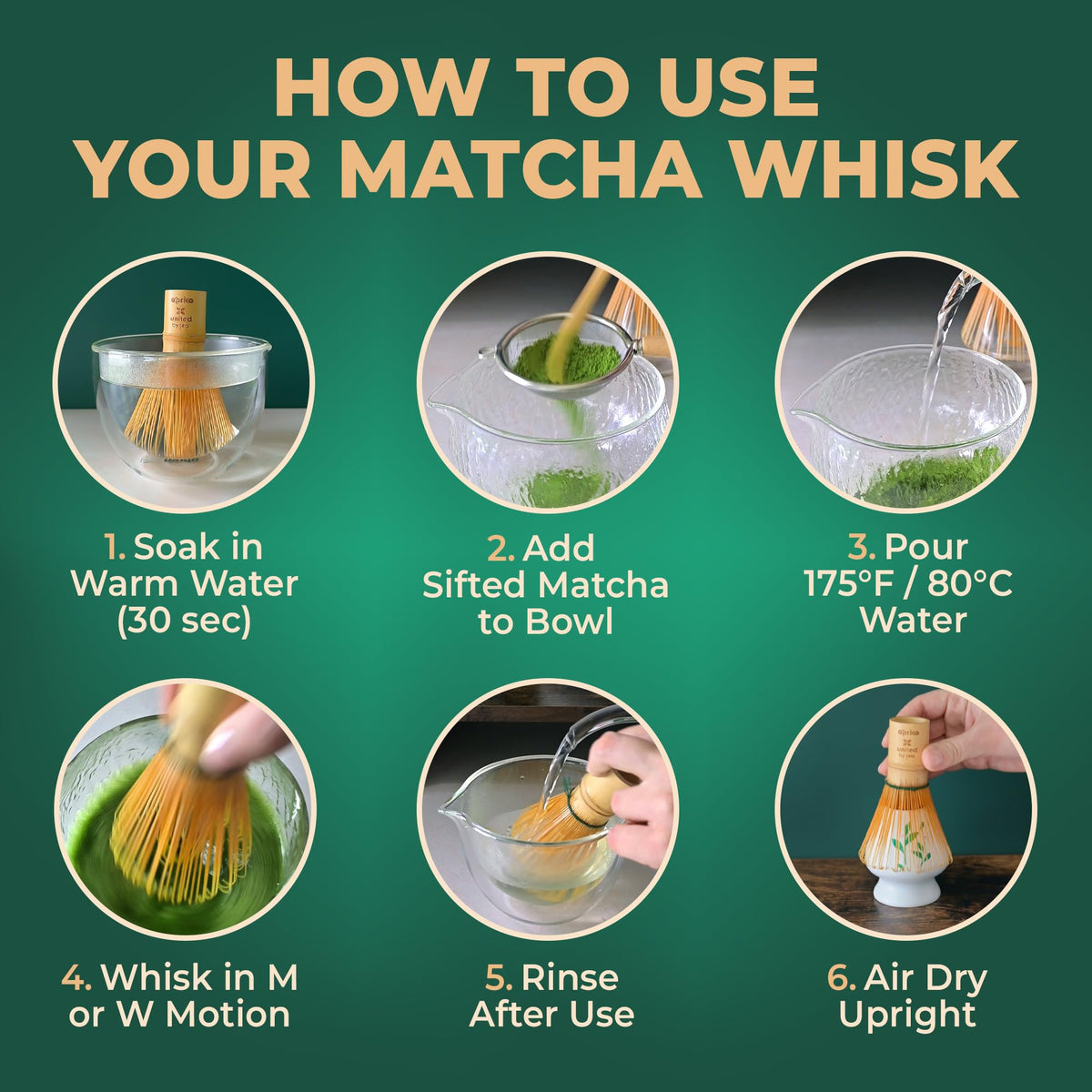 aprikalife Aprika Life Matcha Whisk, Bamboo 100 Prong Chasen for Matcha Powder, Japanese Tea Ceremony Tool for Latte Drinks