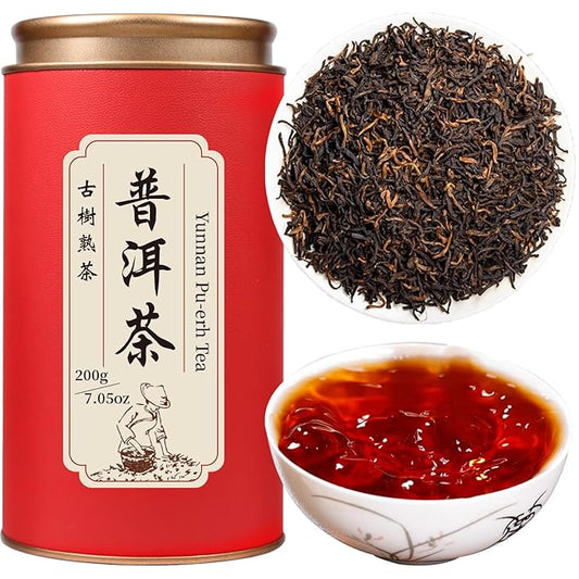 Yuexi Puerh Tea Loose Leaf Grade AAA Chinese Yunnan Puer Aged Fermented Pu-erh Ripe Puerh Chinese Tea Yunnan Ancient Tree 普洱茶 熟茶 宫廷普洱茶 云南勐海 7.05oz/200g