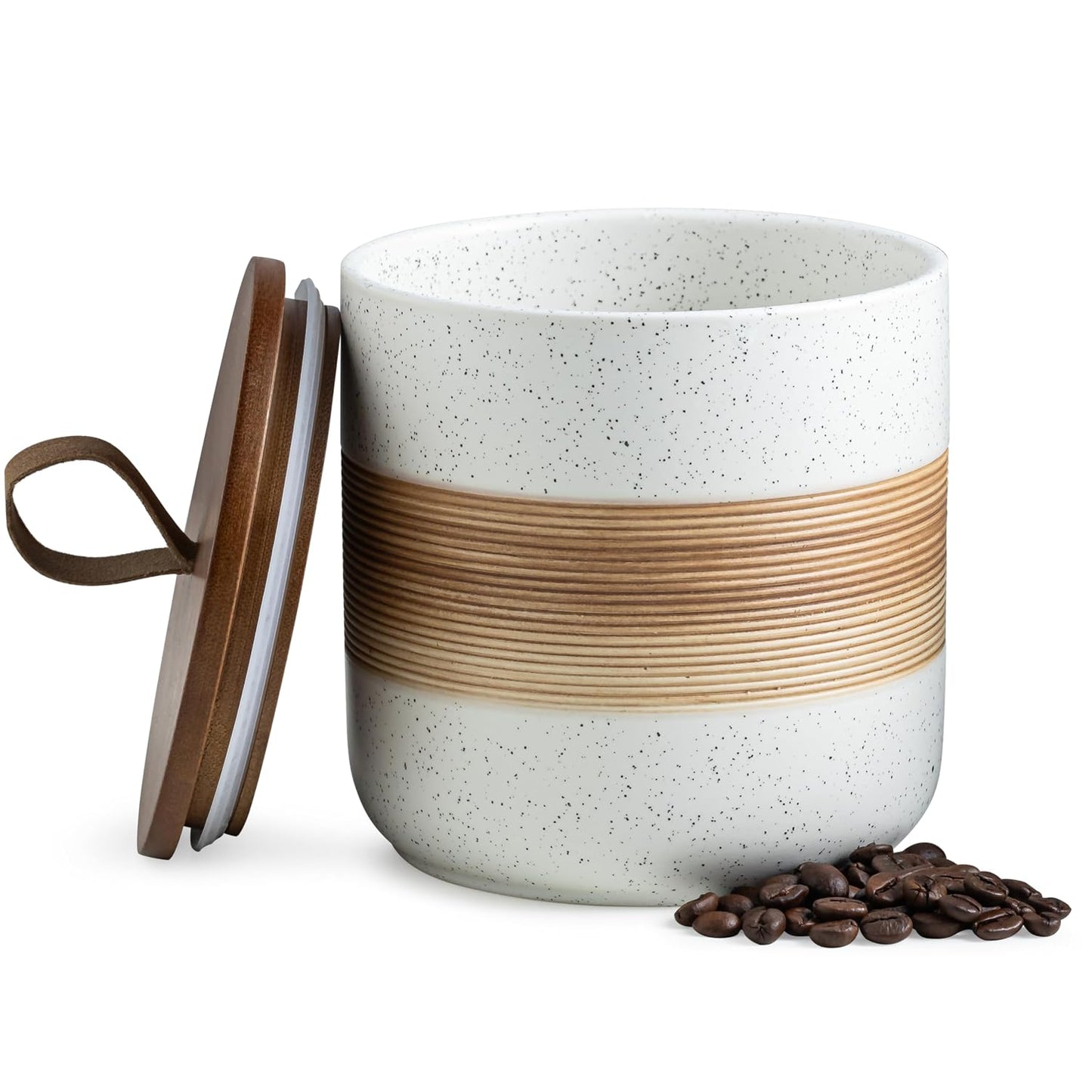 Spice Jars with Lid, Coffee Container Kitchen Food Storage Jars for Spice Sugar Tea Bag, Stackable Decorative Jars for Countertop, White & 37 fl.oz