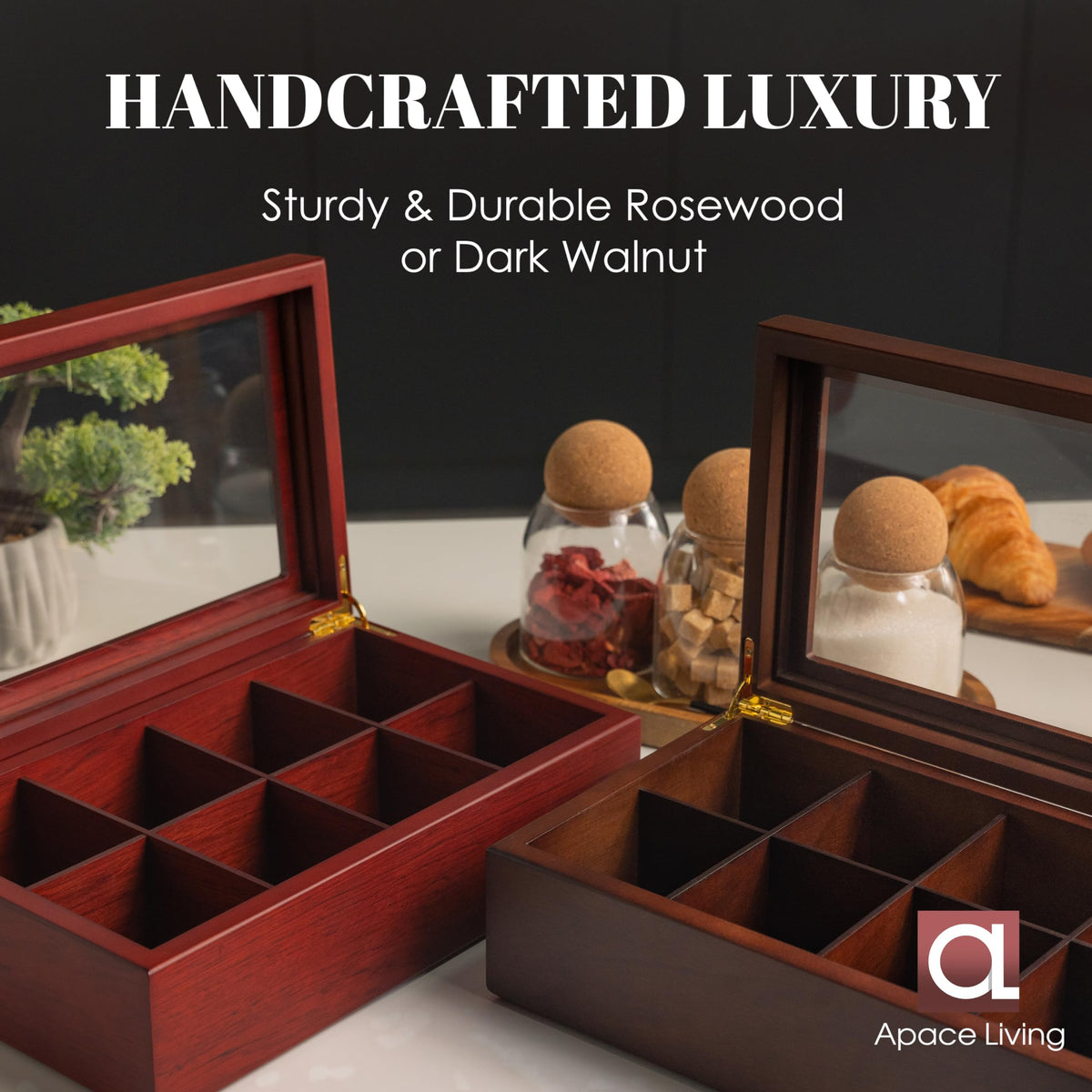 Apace Living Tea Box - Luxury Wooden Tea Bag Organizer from The Apace Premier Collection