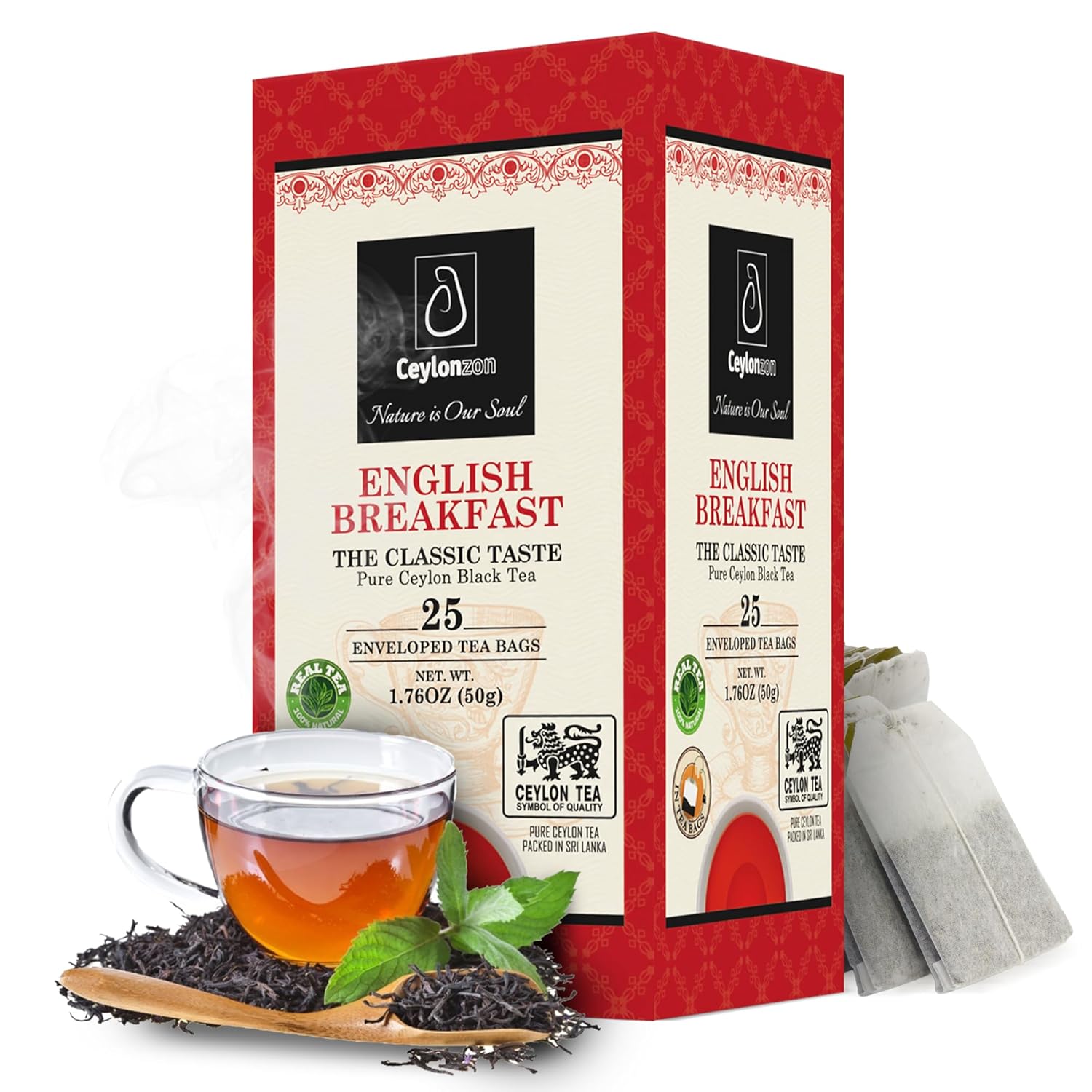 English Breakfast Tea Classic Taste 25 Individually Foil-Wrapped Tea Bags,Perfect Strong, Robust & Flavory Natural Black Tea Bags Ideal for Cozy Mornings or Tea Breaks