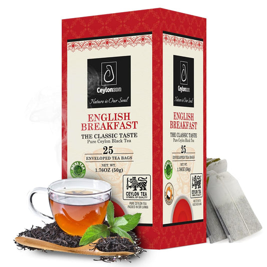English Breakfast Tea Classic Taste 25 Individually Foil-Wrapped Tea Bags,Perfect Strong